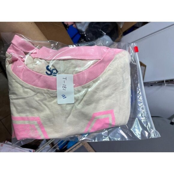 S Jersey-Type Shirt Girls M Medium Pink Tee Short 3/4 Sleeve Shirt Kids - Picture 8 of 8